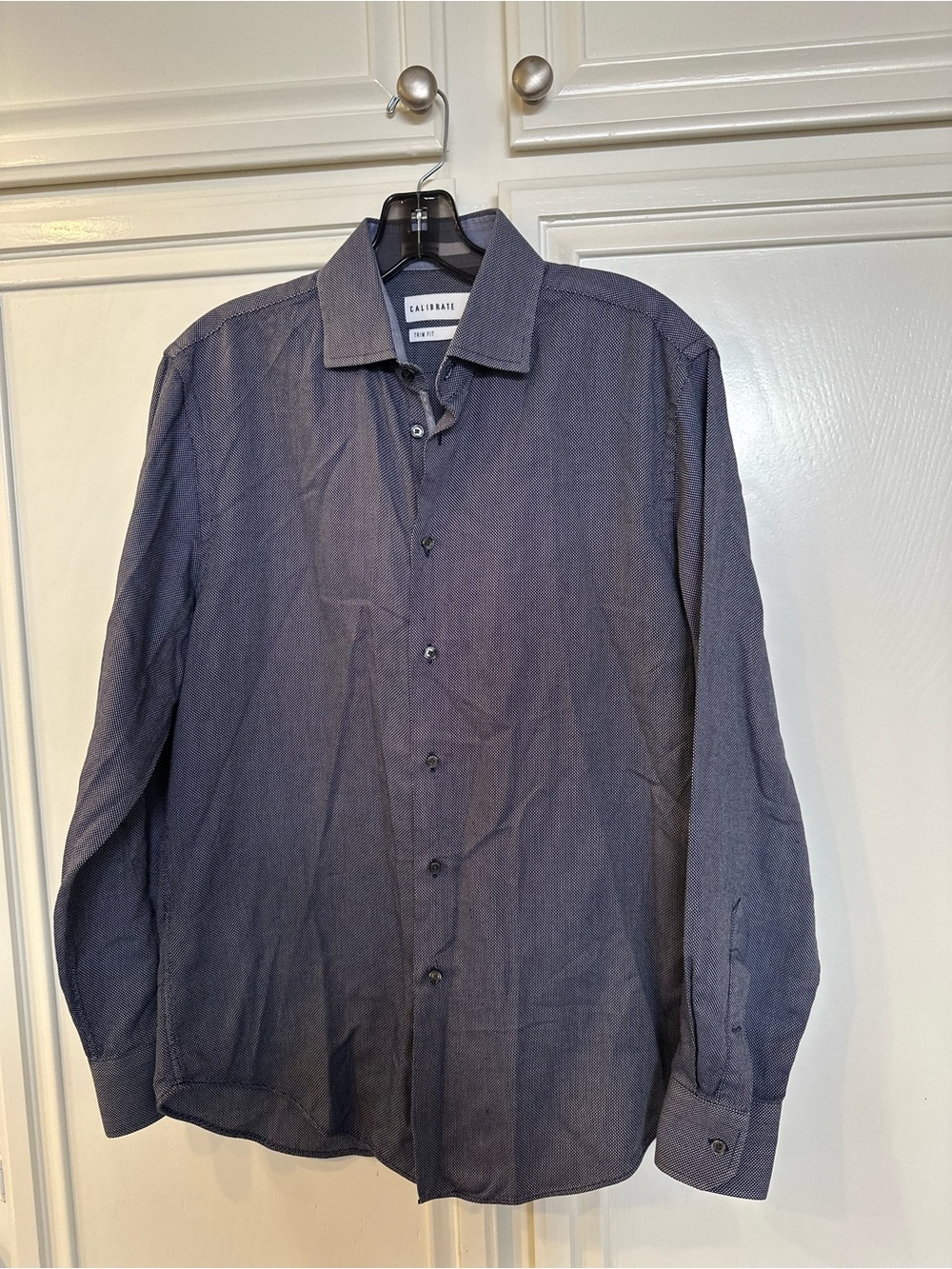 Nordstrom calibrate trim fit Men’s Button-Up Shirt in Navy size 15 , 32-33